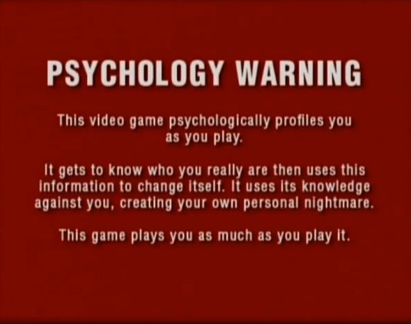 Avertissement affiché au début du jeu Silent Hill: Shattered Memories.