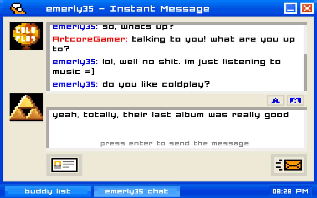 Capture d'écran du jeu Emily is Away, similaire à A Normal Lost Phone